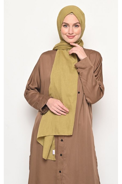 Pasmina Voal Zaffron Jahit Tepi Olive